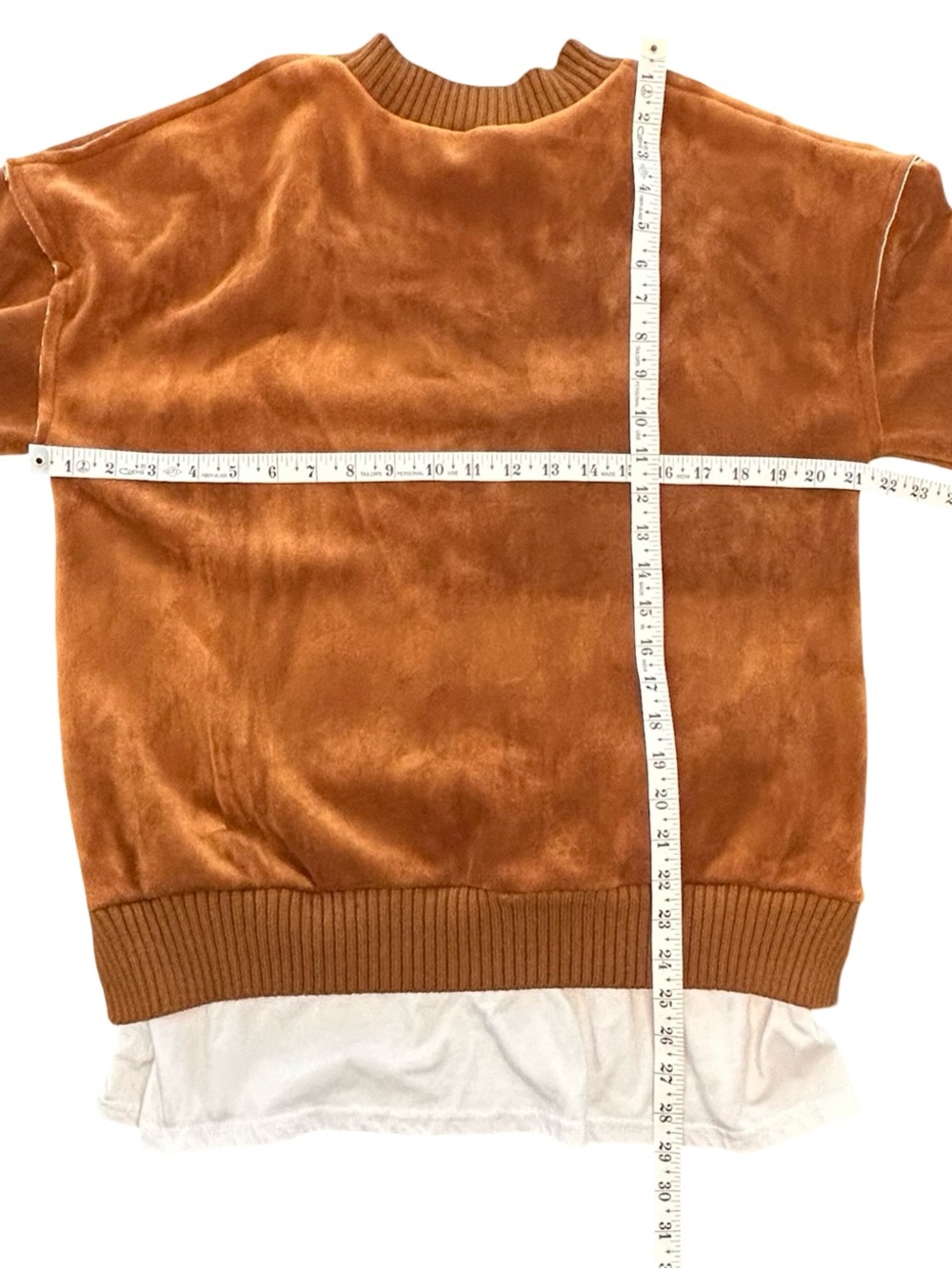 boutique bedazzled rhinestone buck westernchic mockneck layered hem velour top L - Picture 8 of 8